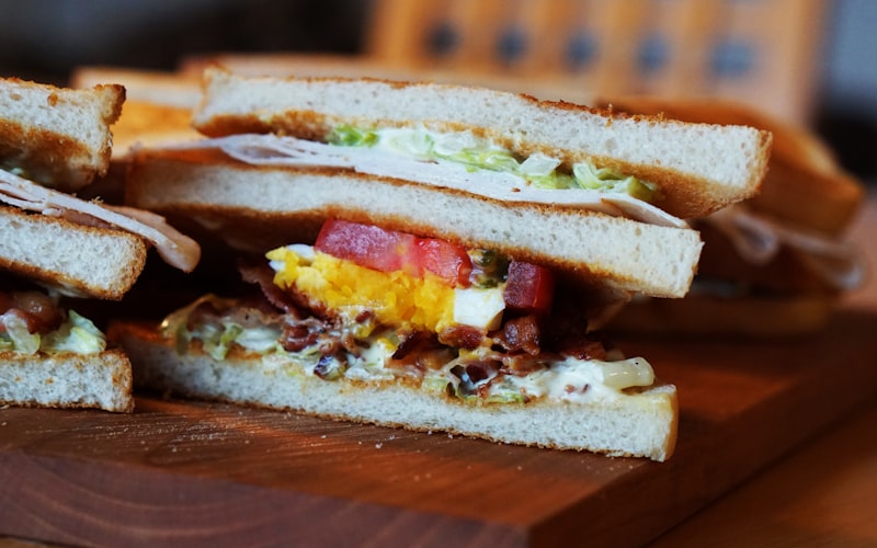 A club sandwich with fresh ingredients