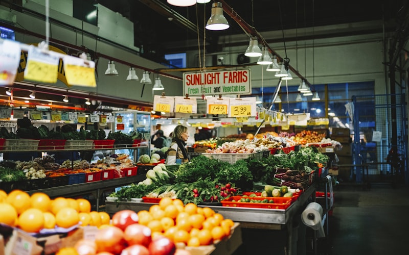 Fresh fruits and vegetables at a market