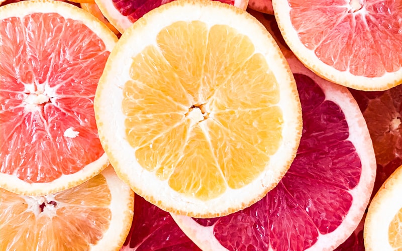 Sliced grapefruits